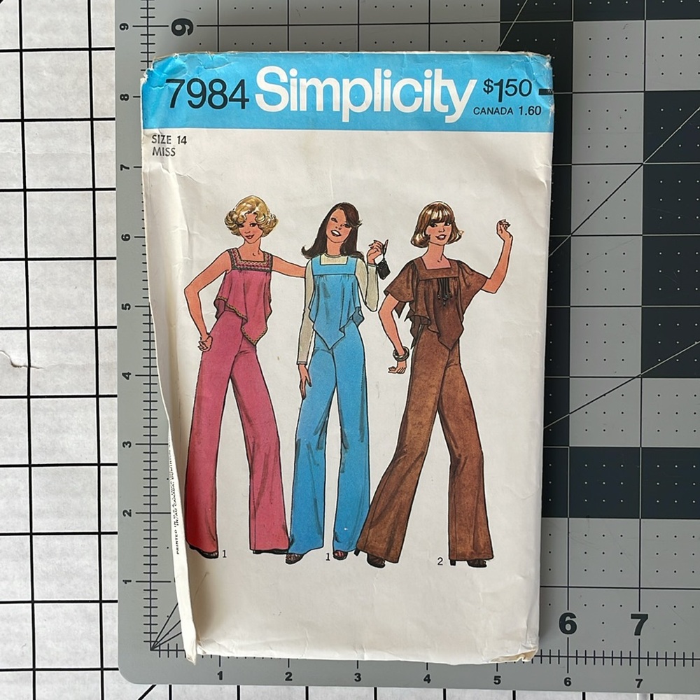 Vintage Simplicity jumpsuit sewing pattern 7984, Misses size 14, Bust 31-36,